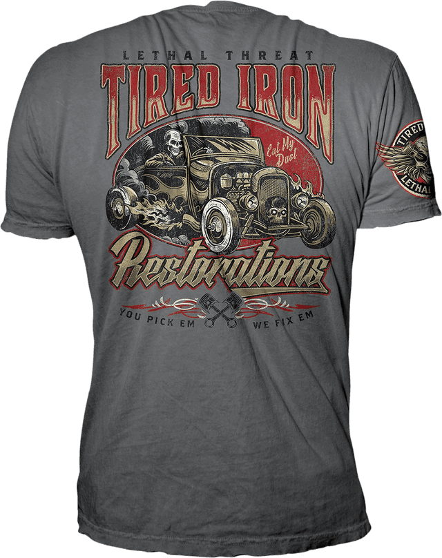 LETHAL THREAT 3030-21582 Vintage Velocity Tired Iron Restorations T-Shirt - Gray - 3XL — image 2 of 2