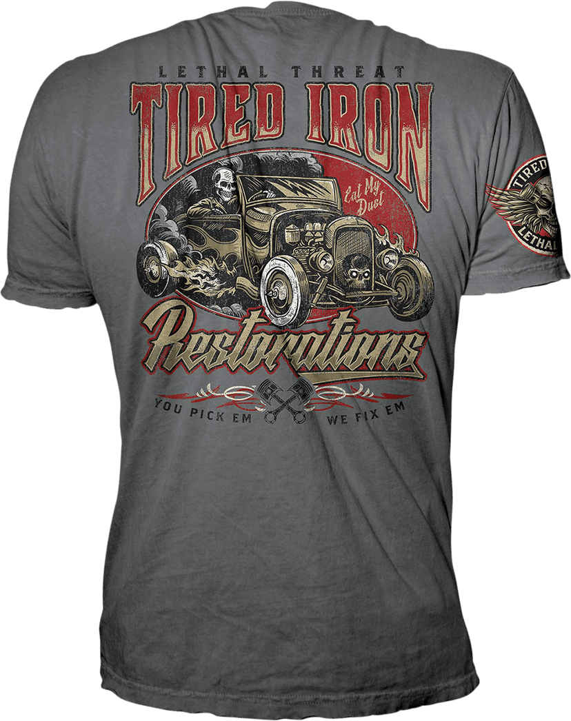 LETHAL THREAT 3030-21582 Vintage Velocity Tired Iron Restorations T-Shirt - Gray - 3XL — image 2 of 2