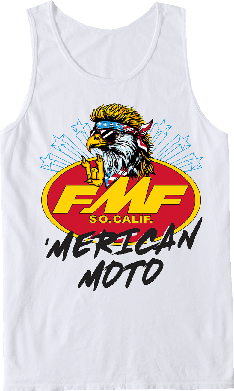 FMF 303026028 Merican Moto Tank Top - White - Medium