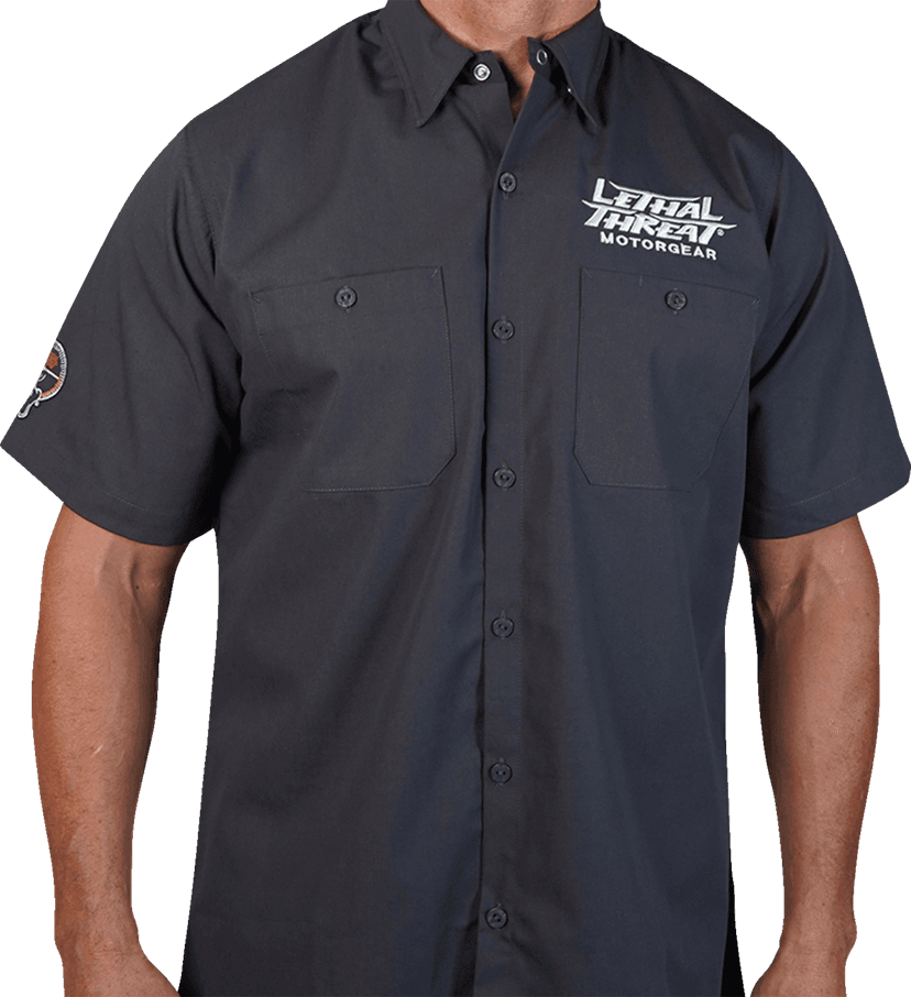 LETHAL THREAT 3040-3349 Fabrication Monster Shop Shirt - Gray - 2XL — image 1 of 2