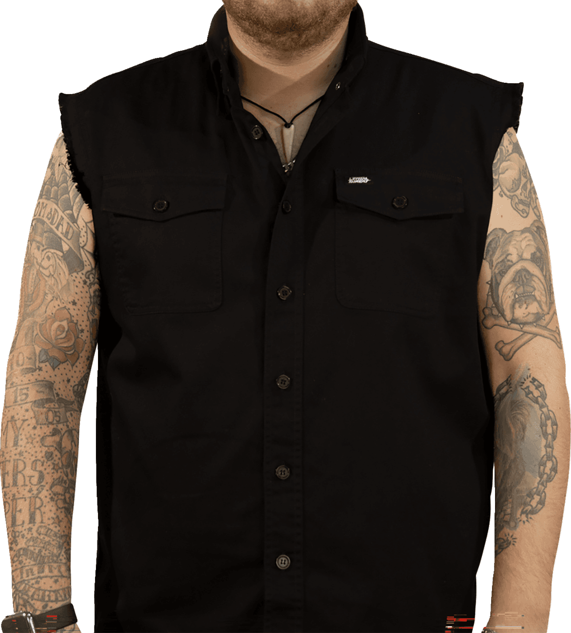 LETHAL THREAT 3040-3367 No Regrets Printed Sleeveless Button Down Shirt - Black - XL
