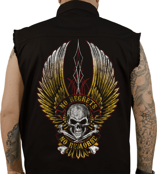 LETHAL THREAT 3040-3367 No Regrets Printed Sleeveless Button Down Shirt - Black - XL — image 2 of 2