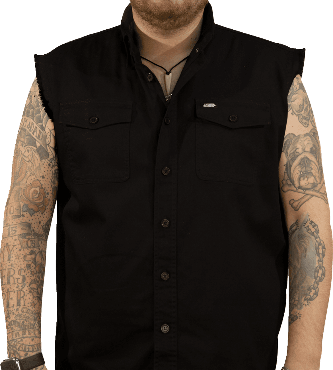 LETHAL THREAT 3040-3373 Freedom Ain't Free Printed Sleeveless Button Down Shirt - Black - XL