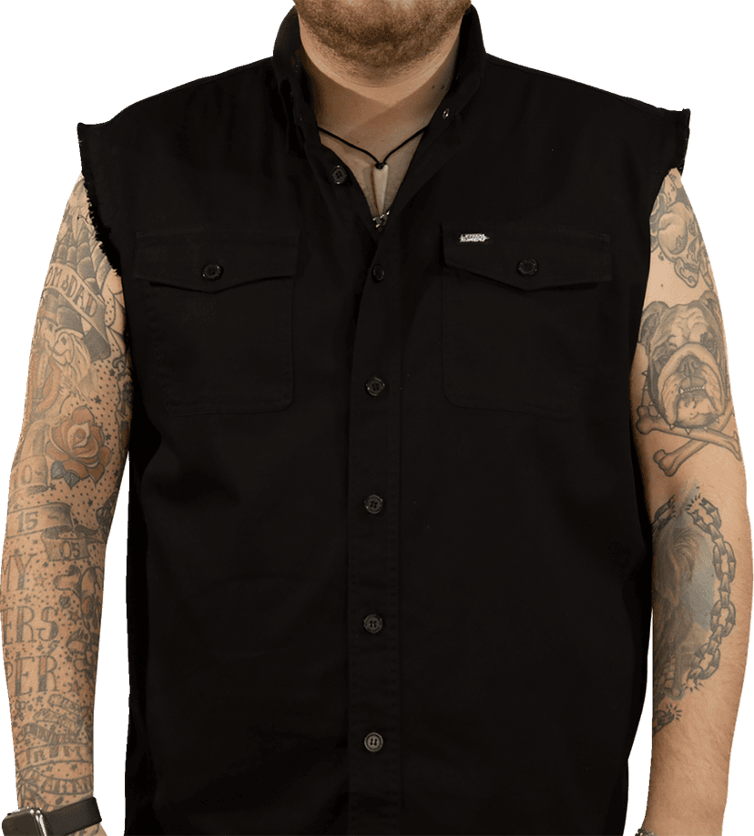 LETHAL THREAT 3040-3376 FTW Skull Printed Sleeveless Button Down Shirt - Black - Medium — image 1 of 2