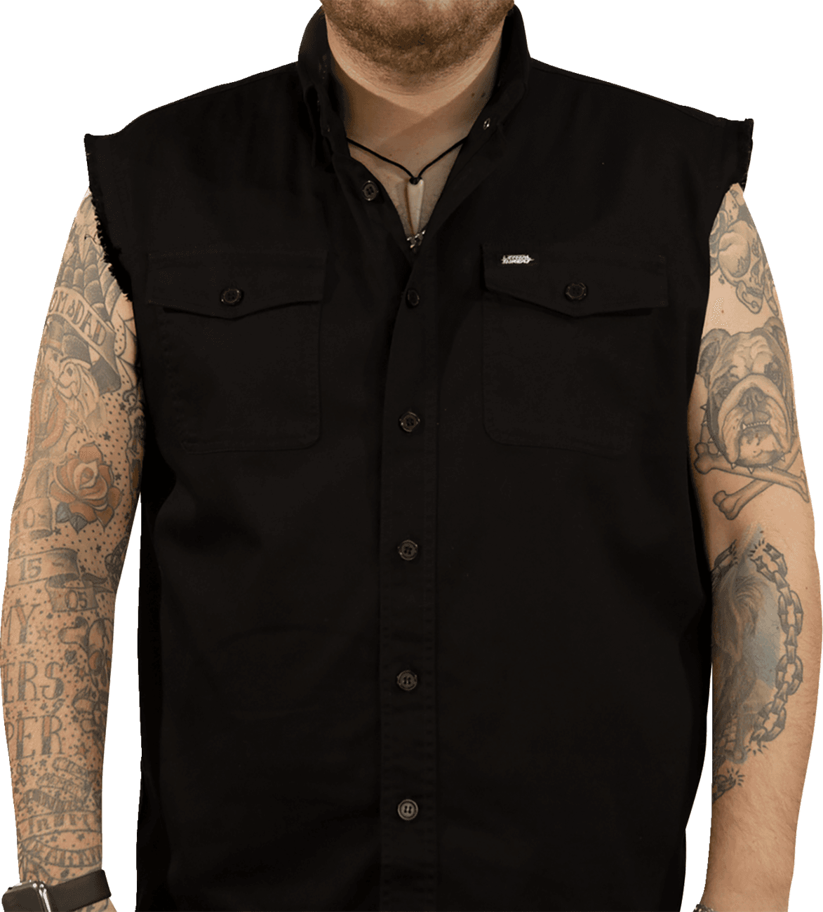 LETHAL THREAT 3040-3380 FTW Skull Printed Sleeveless Button Down Shirt - Black - 3XL