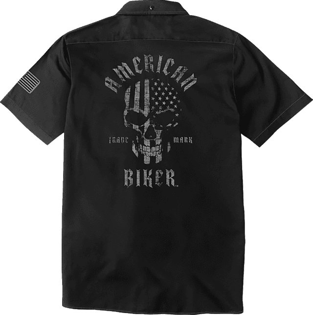 AMERICAN BIKER 3040-3430 Biker Sam Contrast Stitch Shop Shirt - Black/Gray - Large — image 3 of 3