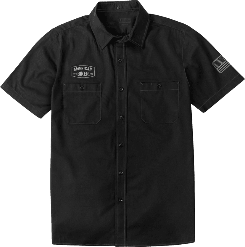 AMERICAN BIKER 3040-3434 Biker Sam Contrast Stitch Shop Shirt - Black/Gray - 4XL — image 1 of 3