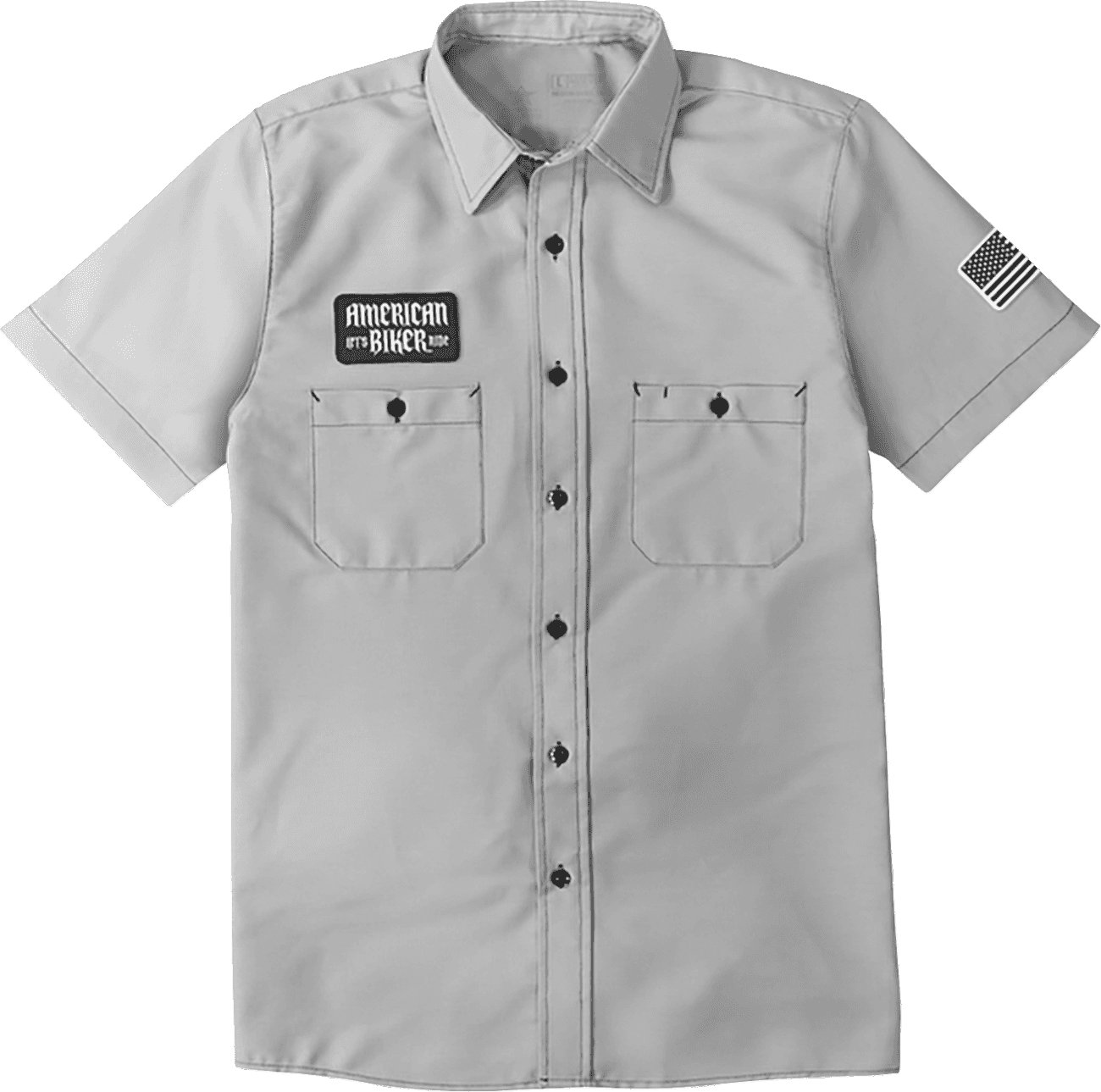 AMERICAN BIKER 3040-3439 Biker Sam Contrast Stitch Shop Shirt - Gray/Black - 2XL