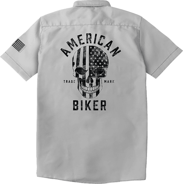 AMERICAN BIKER 3040-3440 Biker Sam Contrast Stitch Shop Shirt - Gray/Black - 3XL — image 3 of 3