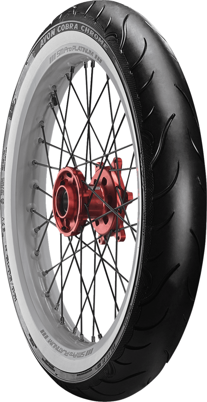 AVON 0305-0626 Tire - Cobra Chrome AV91 - Front - MH90-21 - Wide Whitewall - 56V