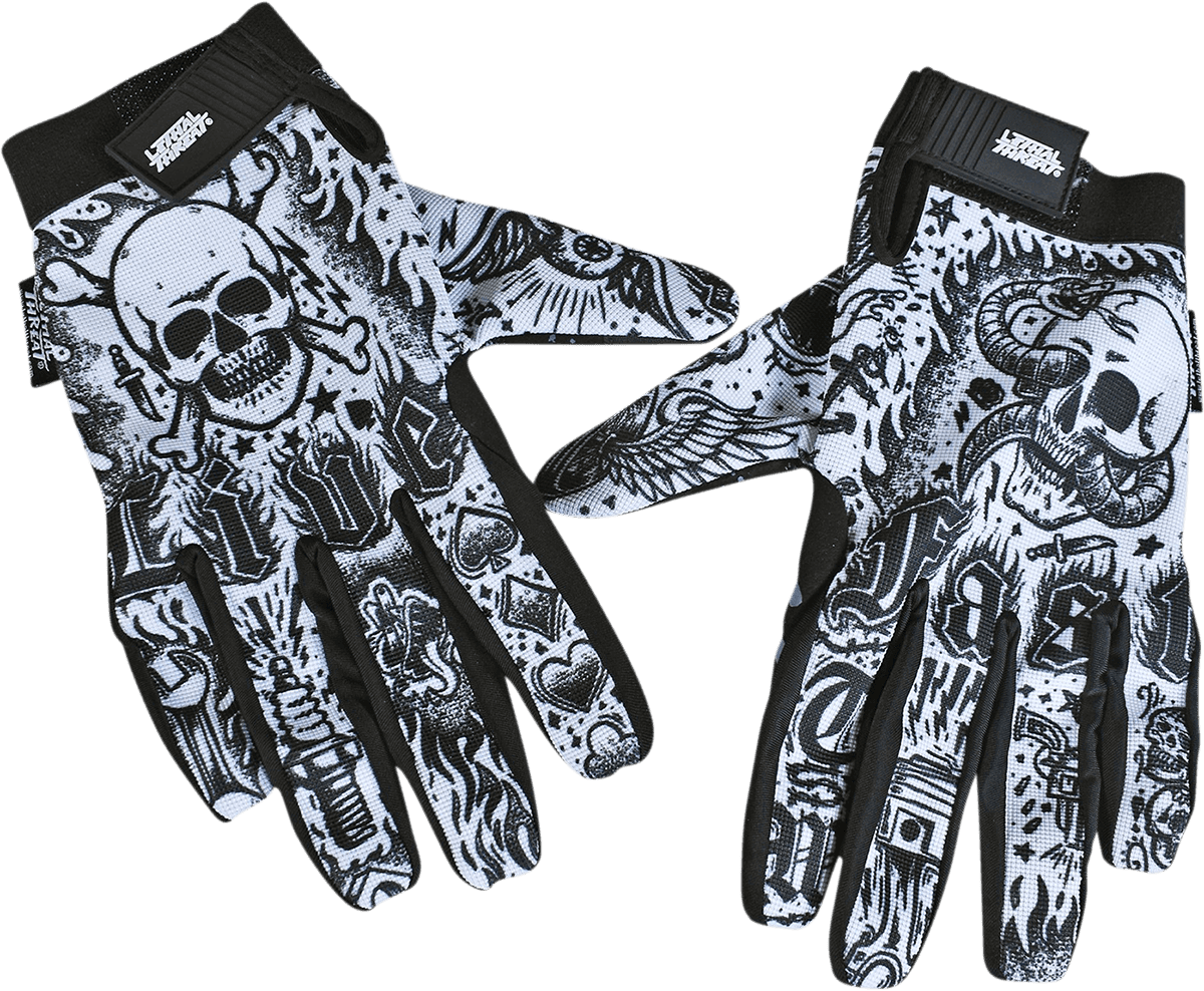 LETHAL THREAT 3301-4278 Tattoo Gloves - Black/White - Medium