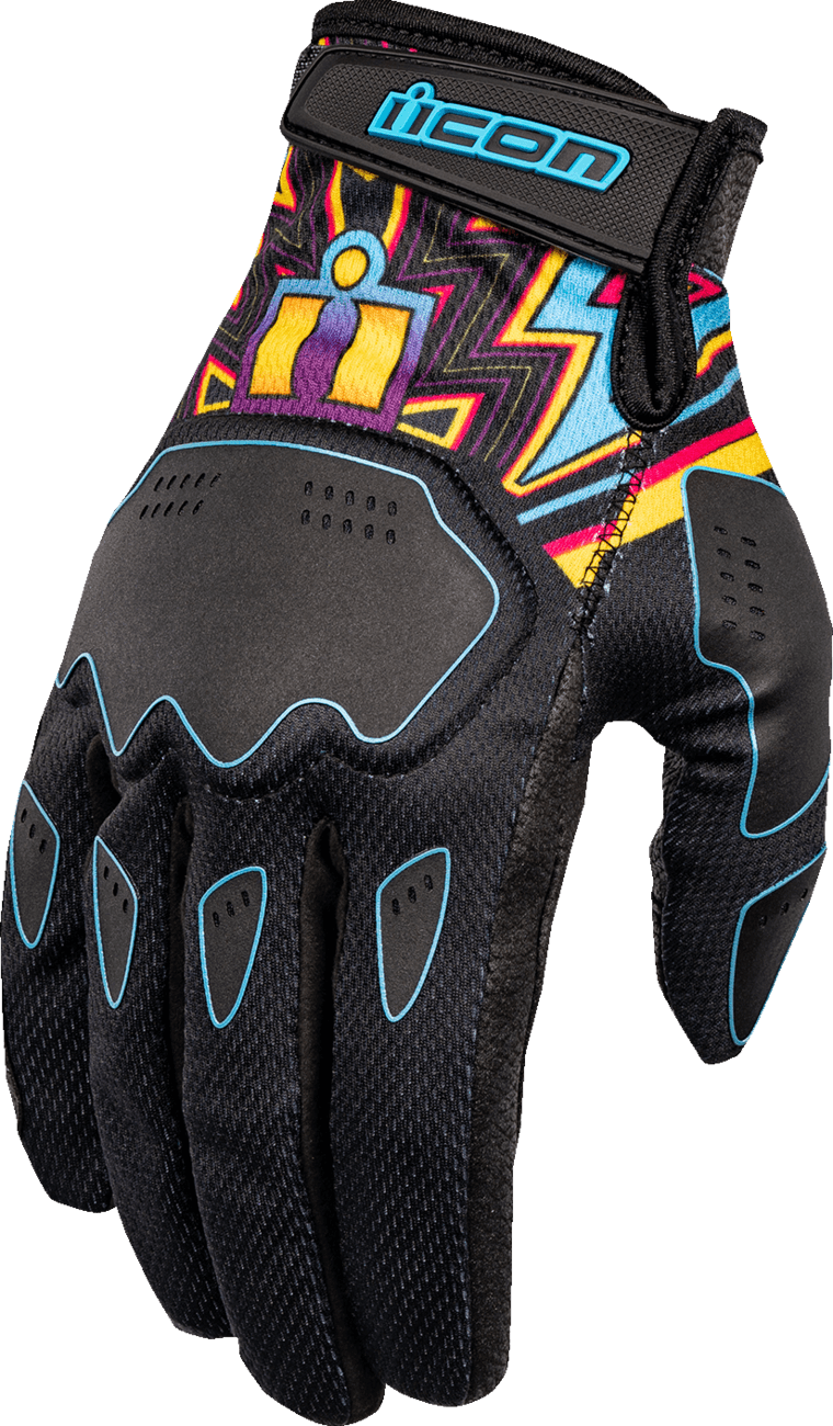 ICON 3301-4641 Hooligan™ Lucky Lid Gloves - Black - Small