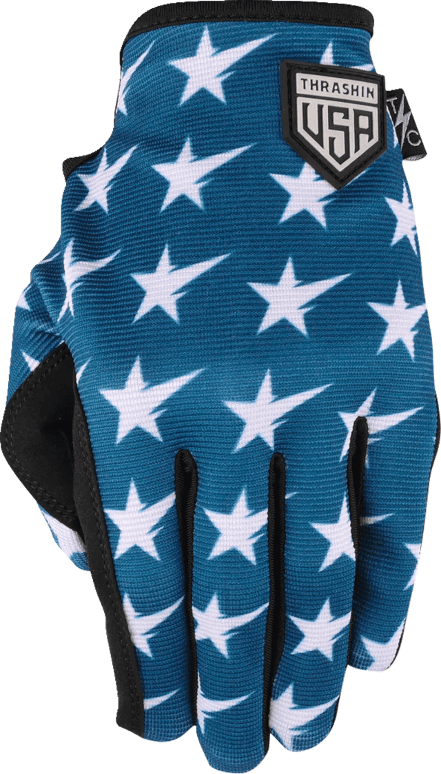 THRASHIN SUPPLY CO. 3301-4660 Stars & Bolts Stealth Gloves - Red/Blue - Small — image 2 of 4