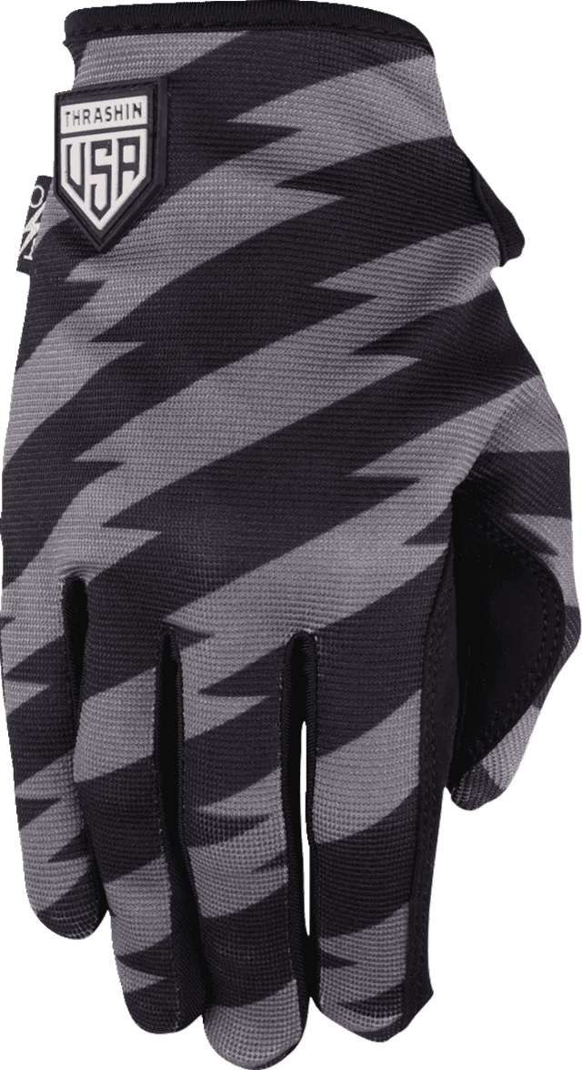 THRASHIN SUPPLY CO. 3301-4665 Stars & Bolts Stealth Gloves - Black/Gray - Small — image 4 of 4