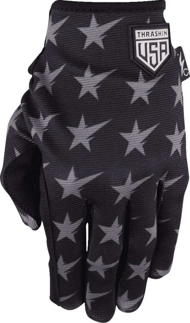 THRASHIN SUPPLY CO. 3301-4666 Stars & Bolts Stealth Gloves - Black/Gray - Medium — image 2 of 4