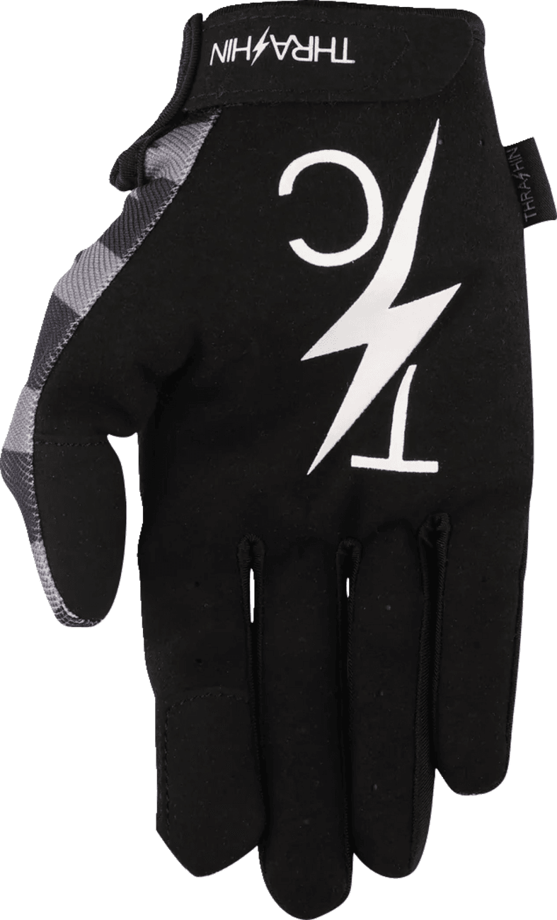 THRASHIN SUPPLY CO. 3301-4667 Stars & Bolts Stealth Gloves - Black/Gray - Large — image 3 of 4