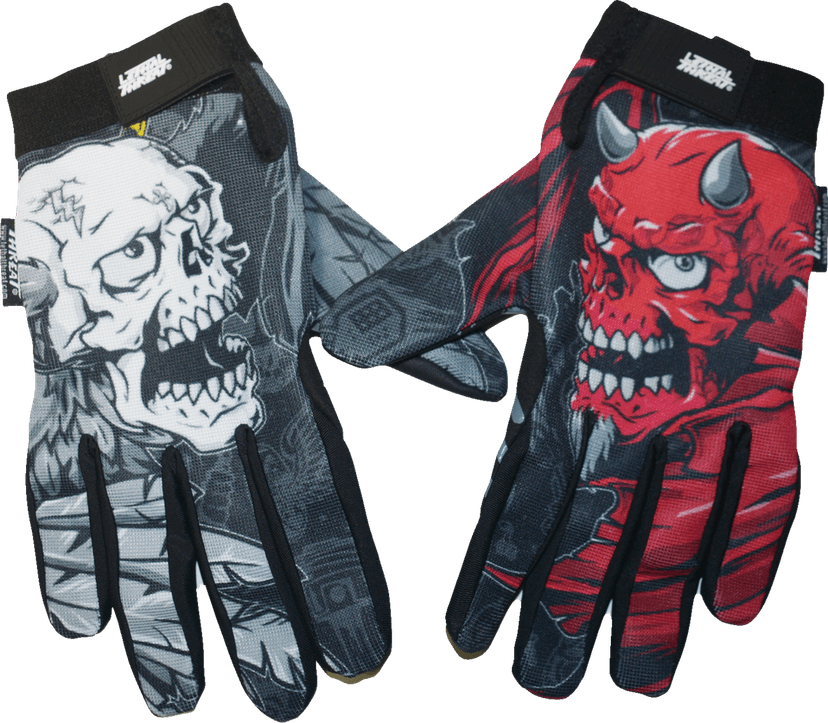 LETHAL THREAT 3301-4689 Good N Evil Skulls Gloves - Black - Large — image 5 of 5