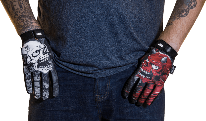 LETHAL THREAT 3301-4689 Good N Evil Skulls Gloves - Black - Large — image 2 of 5