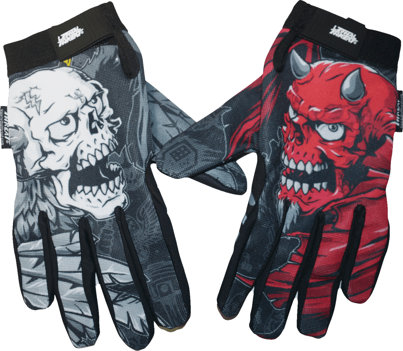 LETHAL THREAT 3301-4690 Good N Evil Skulls Gloves - Black - XL