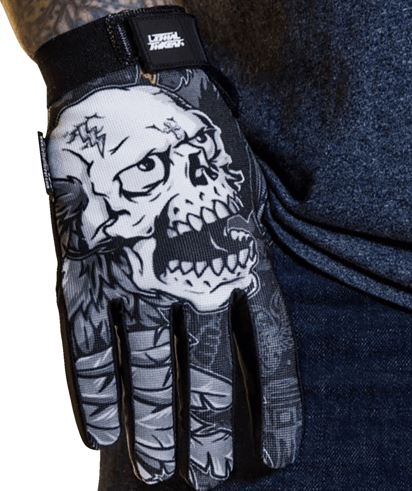 LETHAL THREAT 3301-4691 Good N Evil Skulls Gloves - Black - 2XL — image 4 of 5