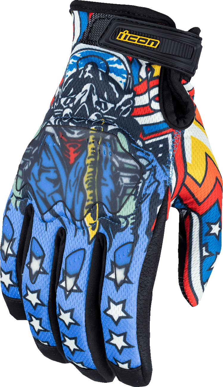 ICON 3301-4710 Hooligan™ CE Flyboy Gloves - Blue - Medium