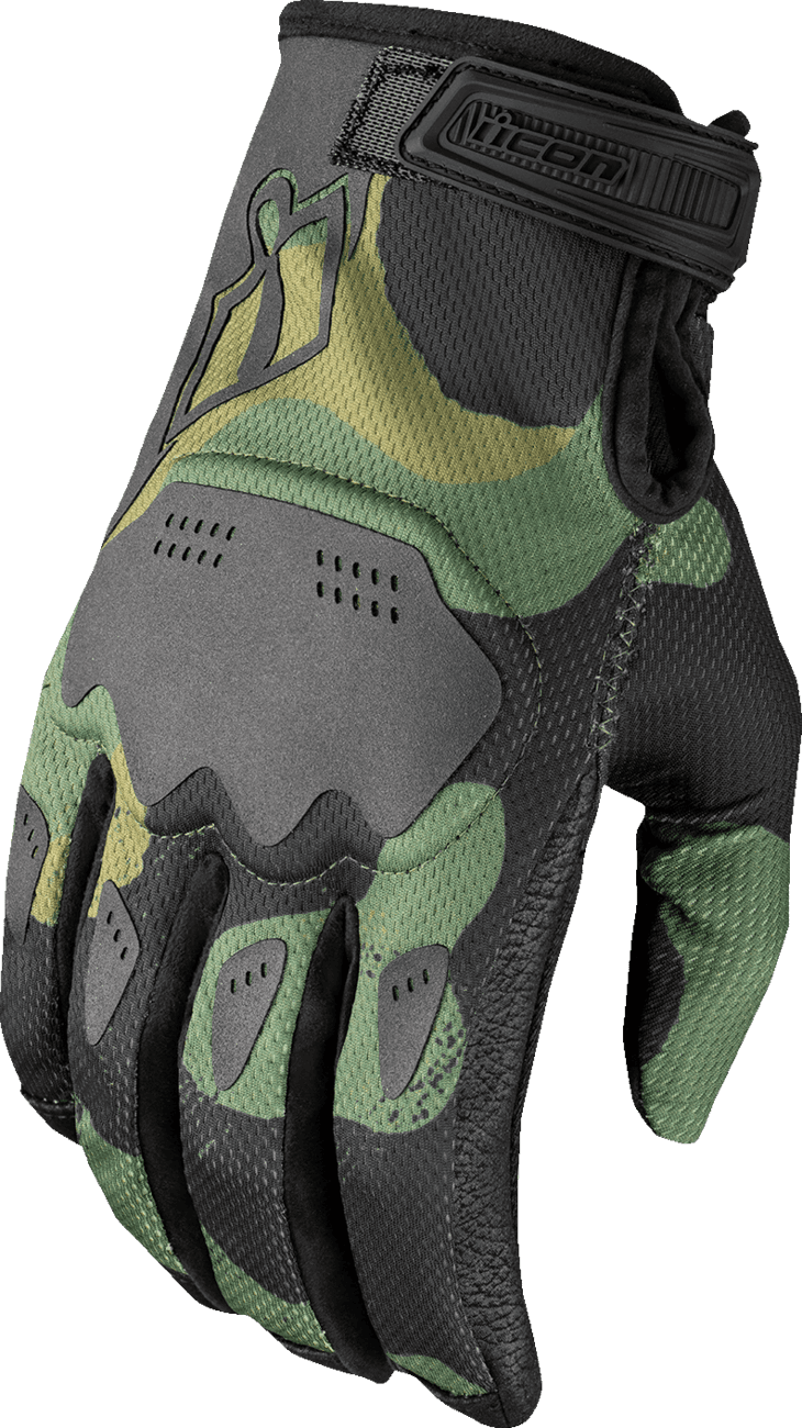 ICON 3301-4826 Hooligan Magnacross™ Gloves - Camo Green - 3XL