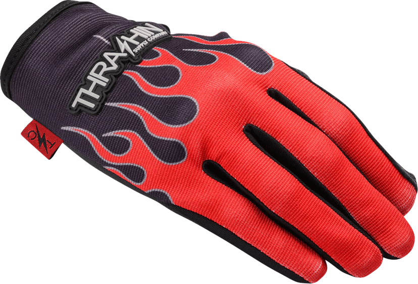 THRASHIN SUPPLY CO. 3301-5370 Stealth Leather Palm Flame Gloves - Red - 2XL — image 4 of 7