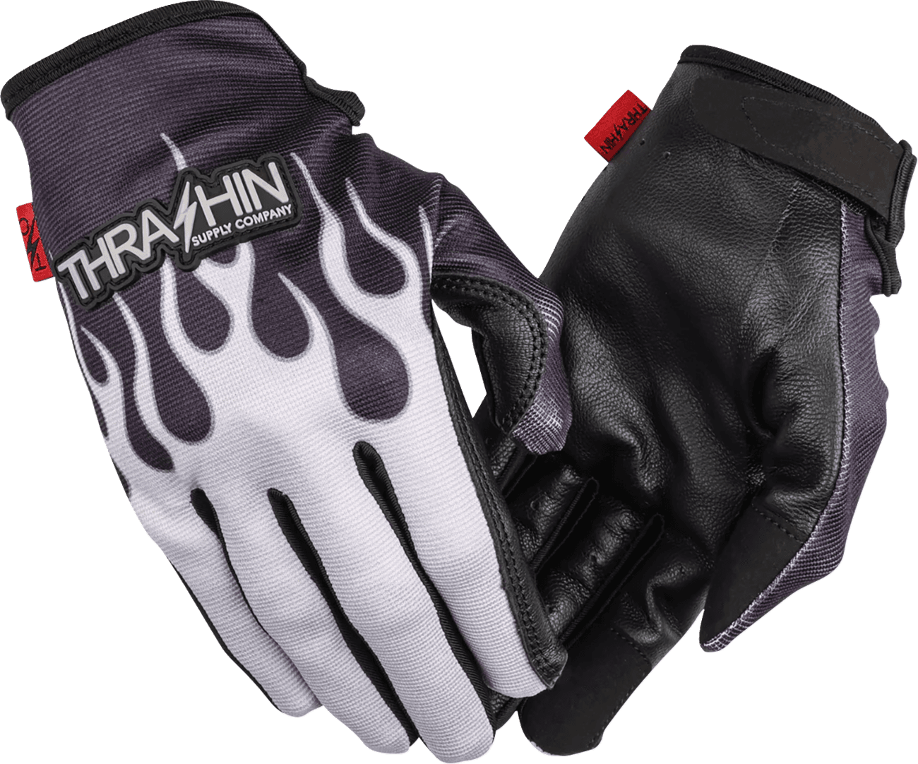 THRASHIN SUPPLY CO. 3301-5371 Stealth Leather Palm Flame Gloves - Gray - Small