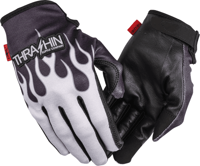 THRASHIN SUPPLY CO. 3301-5373 Stealth Leather Palm Flame Gloves - Gray - Large — image 1 of 6