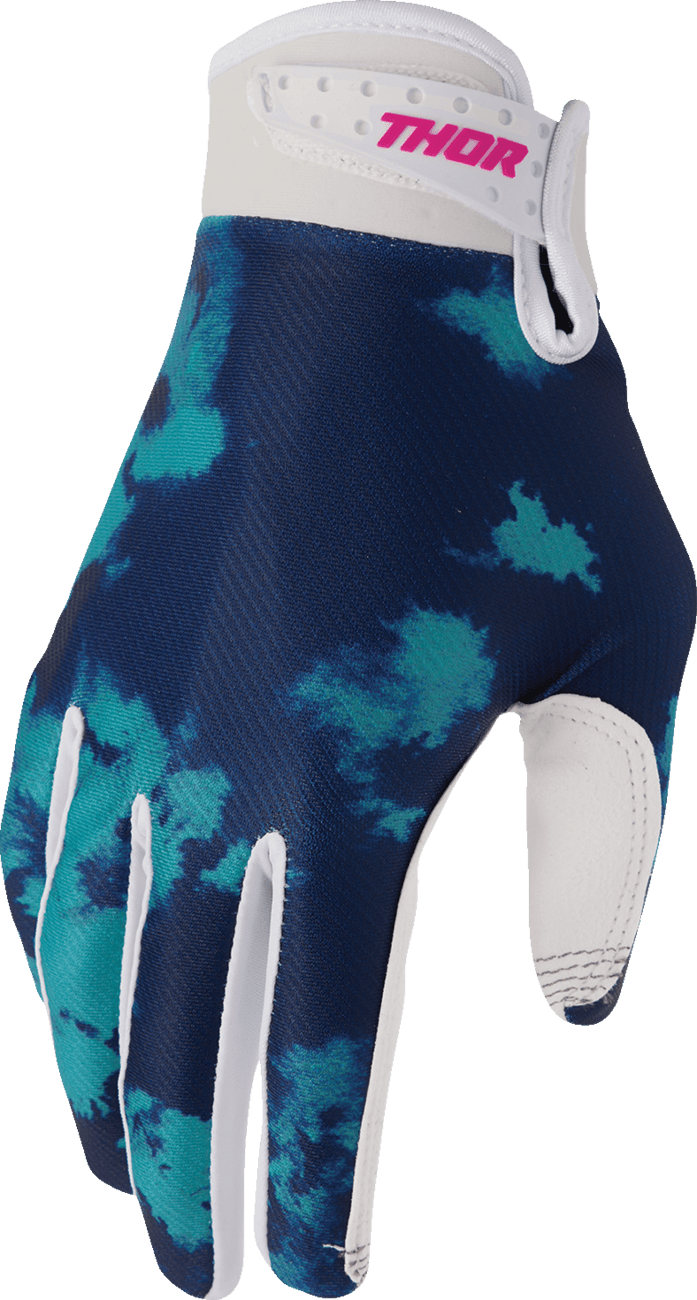 THOR 3330-8326 Launchmode Bleach Gloves - White/Aqua - Small