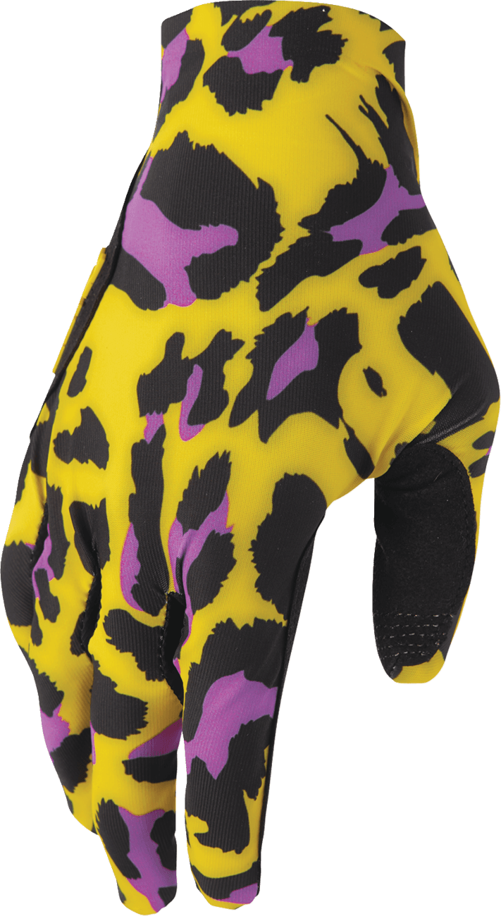 THOR 3330-8576 Sportmode Cheetah Gloves - Yellow/Purple - Large — image 1 of 4
