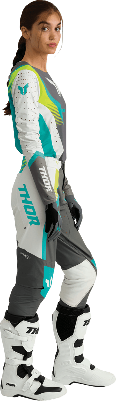 THOR 3331-0282 Women's Sportmode Iconic Gloves - Gray/Aqua - Large — image 6 of 7