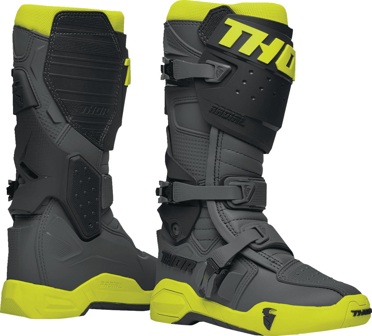 THOR 3410-2748 Radial Boots - Gray/Fluorescent Yellow - US 10 / EU 44.5