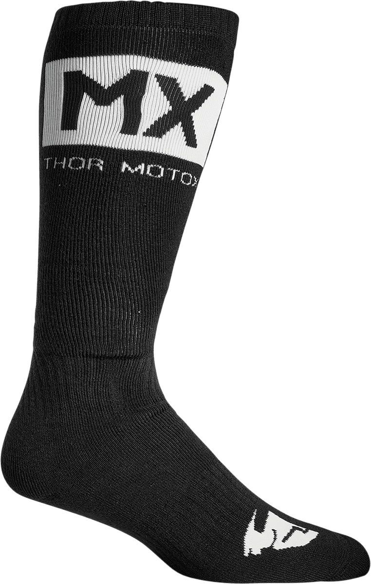 THOR 3431-0662 Youth MX Solid Socks - Black/White - Size 1-6
