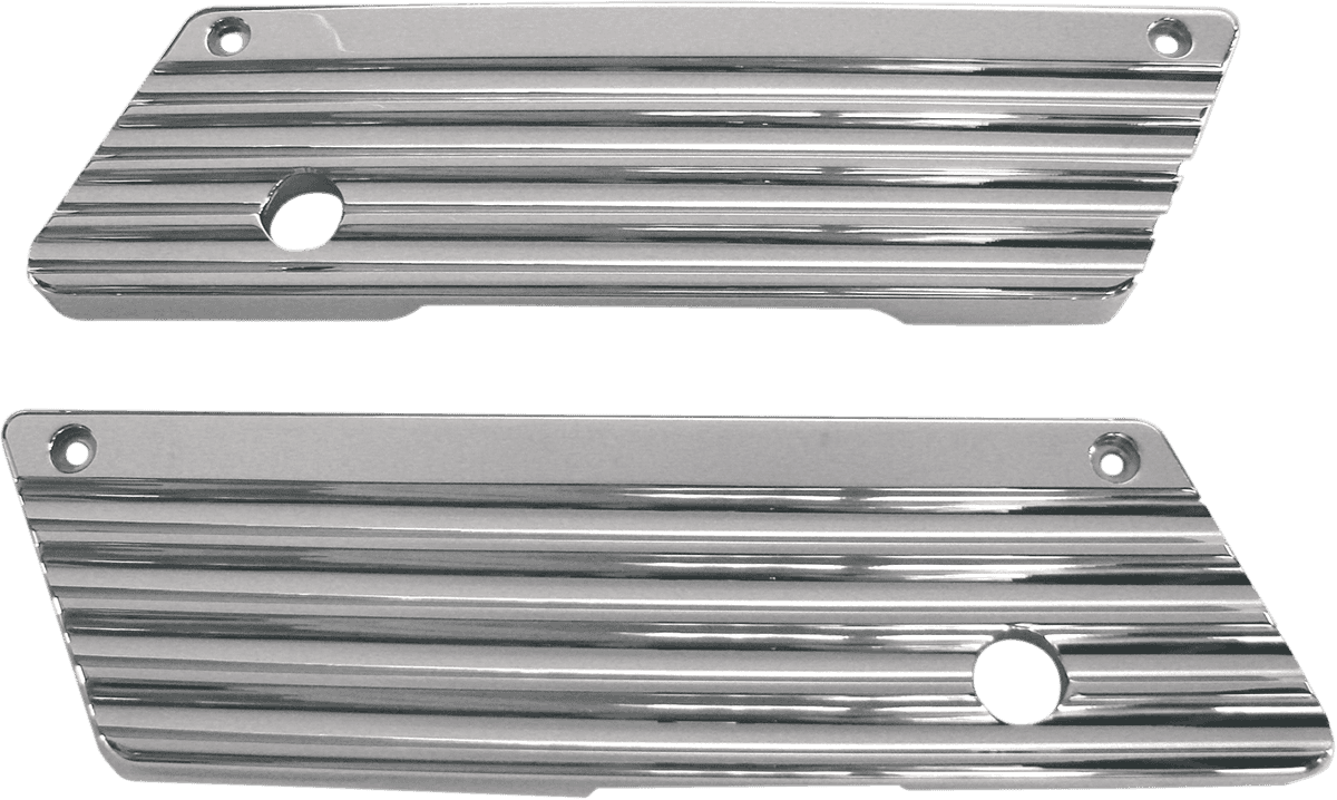 JOKER MACHINE 3501-0431 Finned Saddlebag Latch Covers - Chrome - FL '93-'13