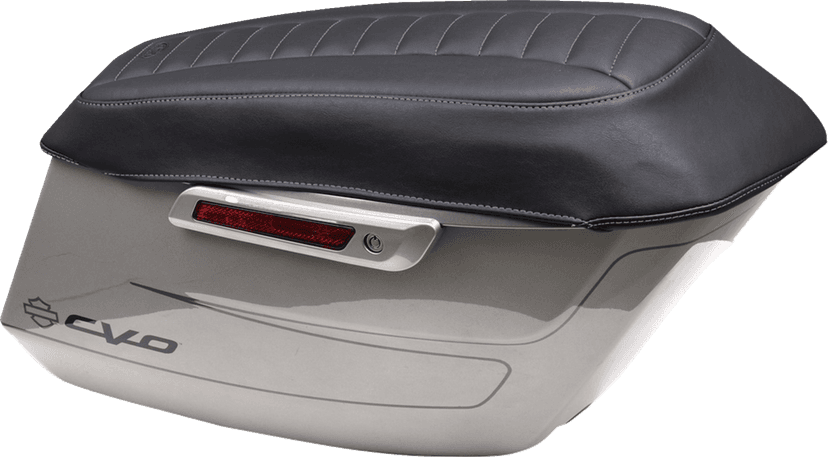 MUSTANG 3501-2129 Deluxe Saddlebag Lid Covers - Black w/ Gunmetal Stitch - Touring — image 1 of 2