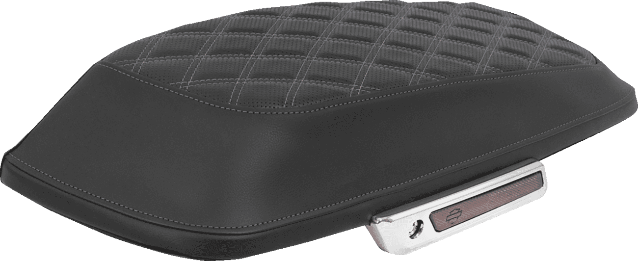 SADDLEMEN 3501-2307 Saddlebag Lid Covers - Lattice - Silver Stitch - FLH/FLT '14-'25