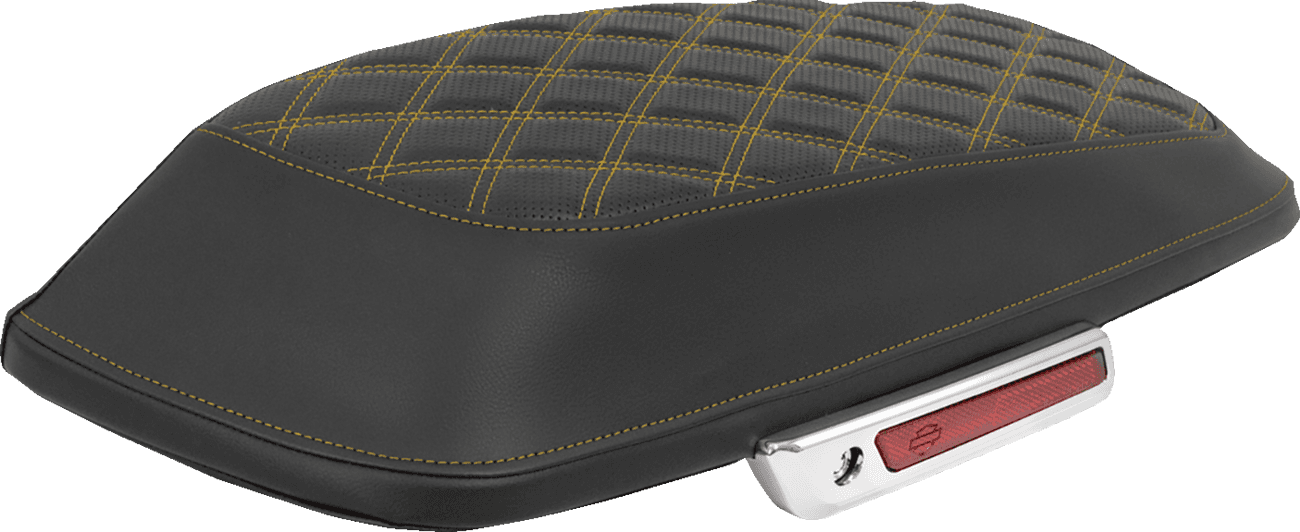 SADDLEMEN 3501-2309 Saddlebag Lid Covers - Lattice - Gold Stitch - FLH/FLT '14-'25