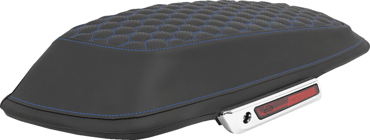 SADDLEMEN 3501-2320 Saddlebag Lid Covers - Honeycomb - Blue Stitch - FLT/FLH '14-'25