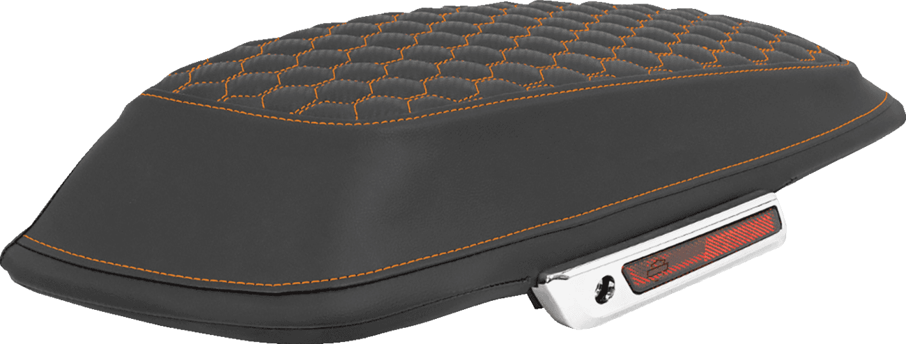 SADDLEMEN 3501-2322 Saddlebag Lid Covers - Honeycomb - Orange Stitch - FLT/FLH '14-'25