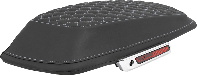 SADDLEMEN 3501-2324 Saddlebag Lid Covers - Honeycomb - Silver Stitch - FLT/FLH '14-'25
