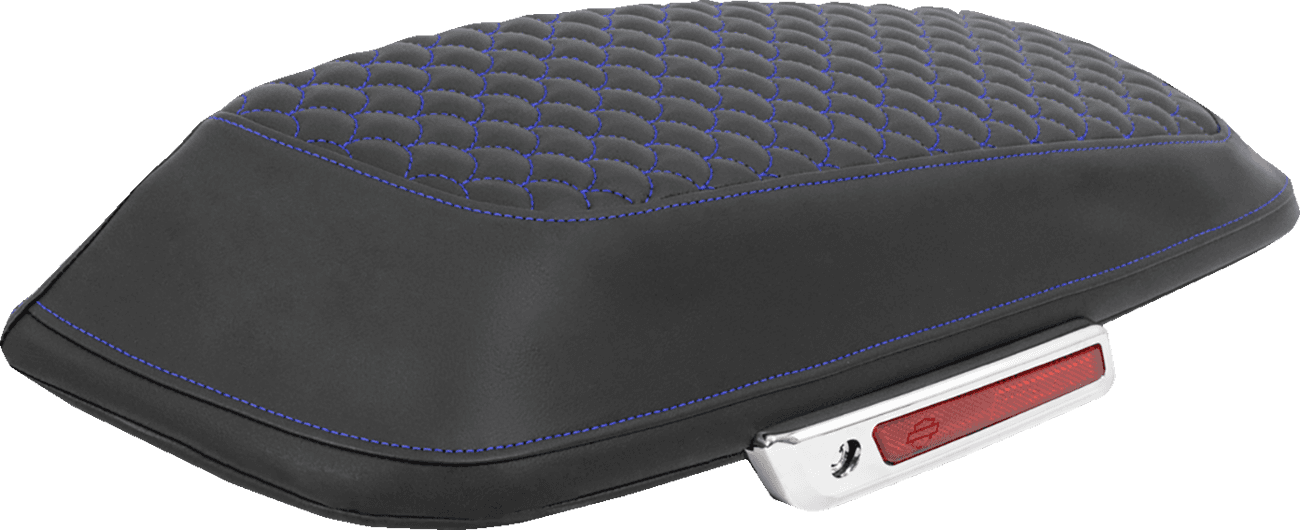 SADDLEMEN 3501-2327 Saddlebag Lid Covers - Dragon Scale - Blue Stitch - FLH/FLT '14-'25