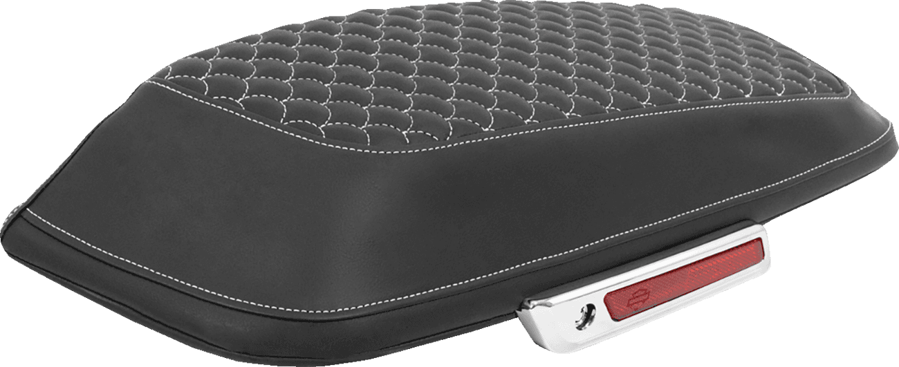 SADDLEMEN 3501-2332 Saddlebag Lid Covers - Dragon Scale - White Stitch - FLH/FLT '14-'25