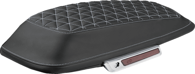 SADDLEMEN 3501-2338 Saddlebag Lid Covers - Tri-Gripper - Silver Stitch - FLH/FLT '14-'25