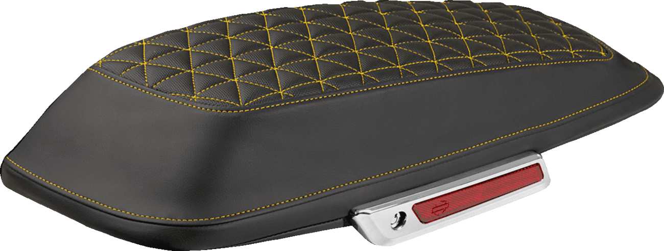 SADDLEMEN 3501-2340 Saddlebag Lid Covers - Tri-Gripper - Gold Stitch - FLH/FLT '14-'25
