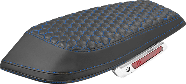 SADDLEMEN 3501-2346 Saddlebag Lid Covers - Honeycomb - Blue Stitch - FLH/FLT '23-'25
