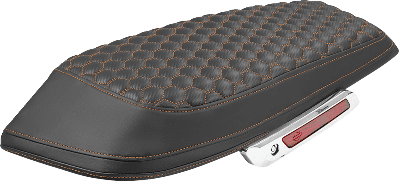 SADDLEMEN 3501-2348 Saddlebag Lid Covers - Honeycomb - Orange Stitch - FLH/FLT '23-'25