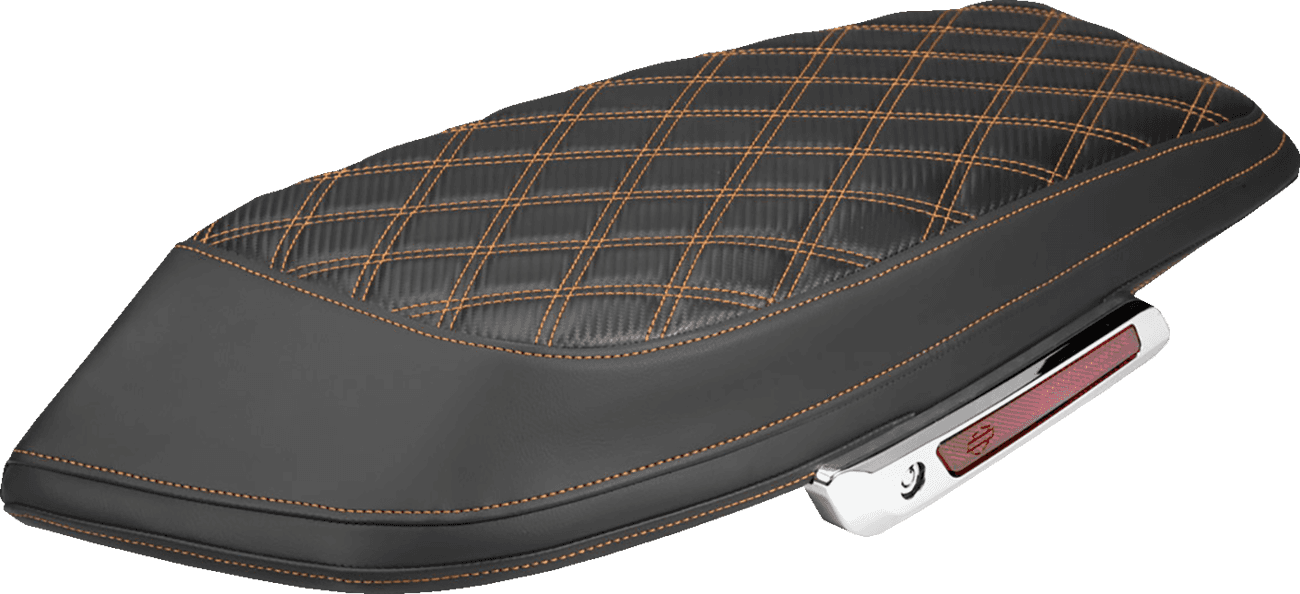 SADDLEMEN 35012379 Saddlebag Lid Covers - Lattice - Carbon Fiber - Orange Stitch - FLH/FLT '23-'26