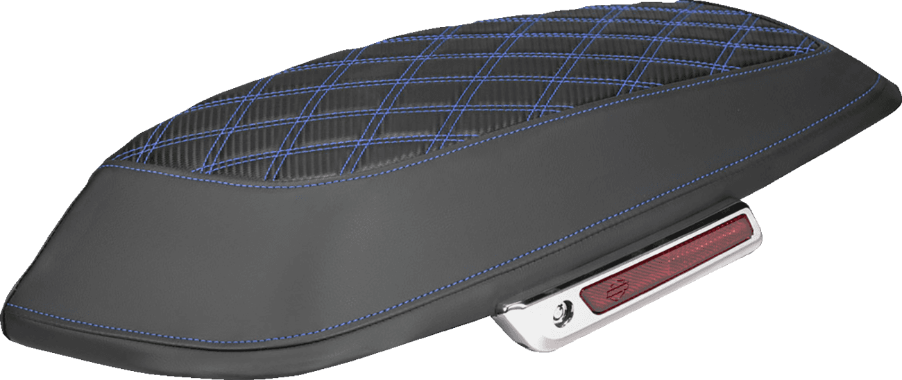 SADDLEMEN 35012385 Saddlebag Lid Covers - Lattice - Carbon Fiber - Blue Stitch - FLH/FLT '14-'24
