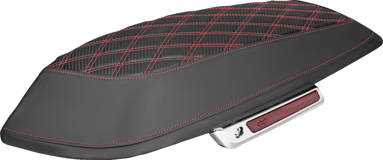 SADDLEMEN 35012388 Saddlebag Lid Covers - Lattice - Carbon Fiber - Red Stitch - FLH/FLT '14-'24